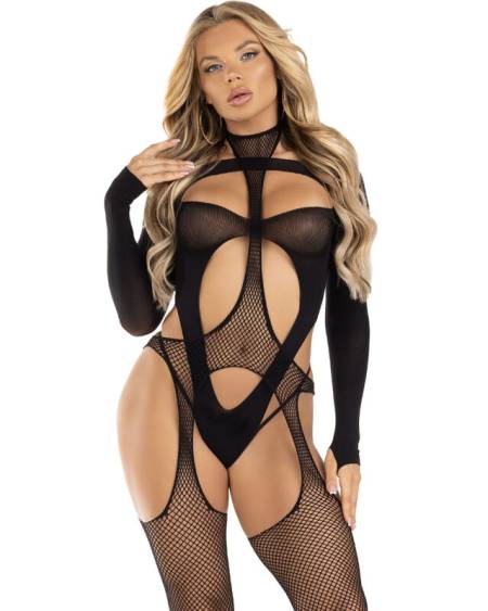 LEG AVENUE - BODYSTOCKING REJILLA NEGRO