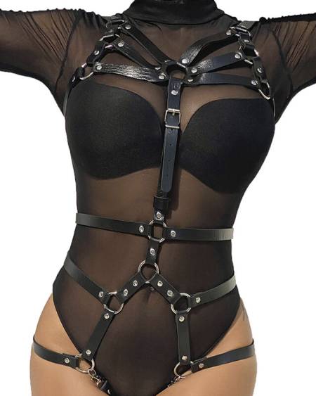 SUBBLIME - ARNÉS DE CUERPO CORREAS AJUSTABLE CUERO NEGRO TALLA ÚNICA