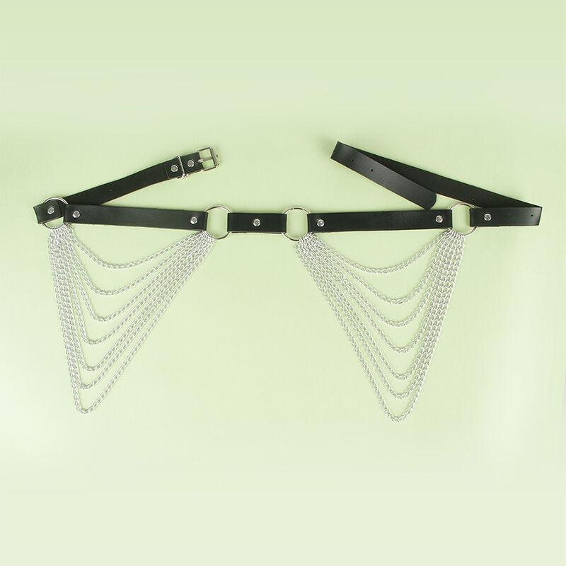 SUBBLIME - CINTURÓN DE CADENAS CUERO NEGRO TALLA ÚNICA