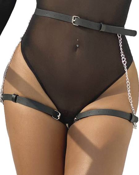 SUBBLIME - ARNÉS FORMA CINTURON CUERO NEGRO TALLA ÚNICA