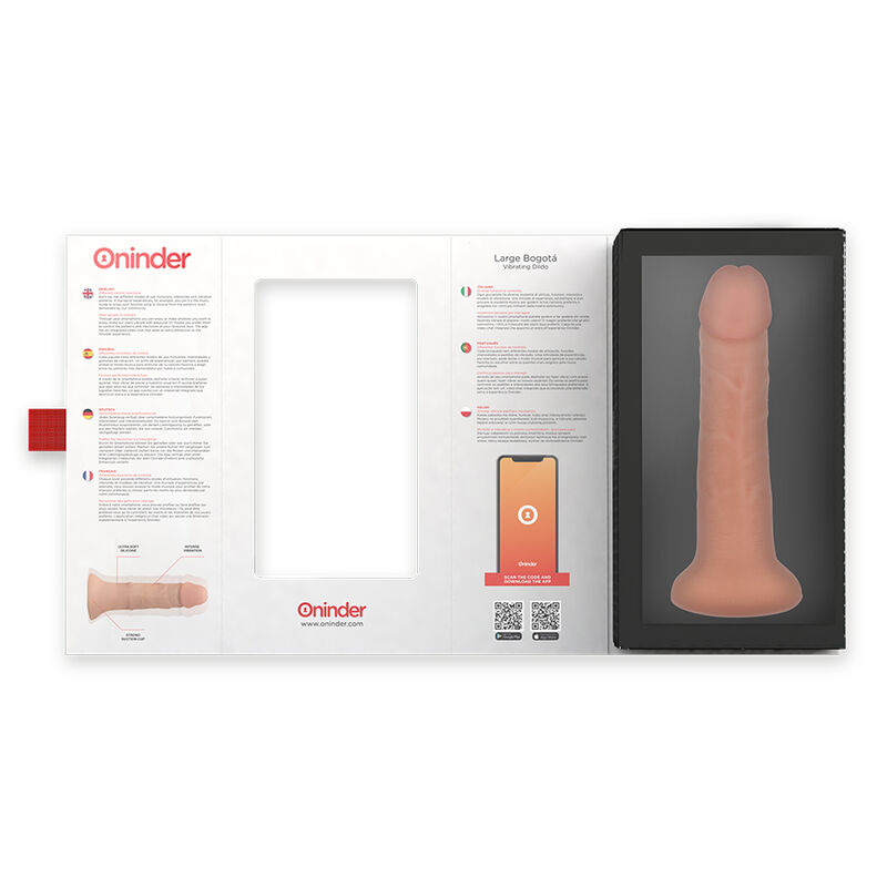 ONINDER - LARGE BOGOTÁ DILDO VIBRADOR 9 VELOCIDADES NATURAL 22 CM -O- 4.5 CM - APP GRATUITA