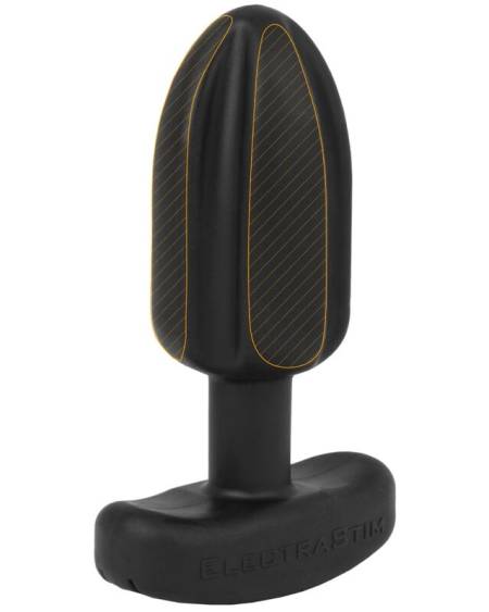 Plug anal Tartarus preto de silicone da ELECTRASTIM, com quatro zonas condutoras.