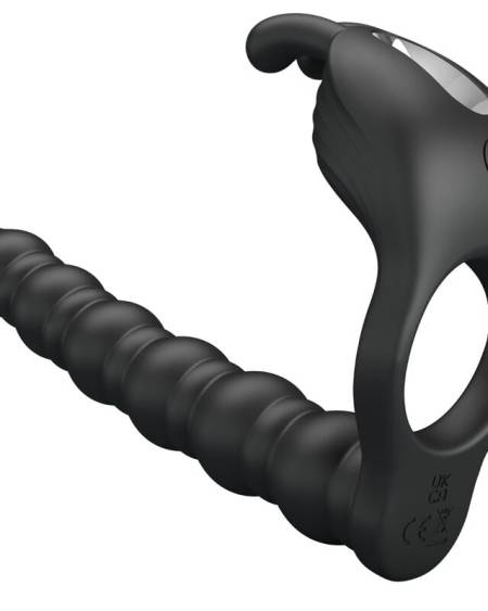 Anel peniano Blackney PRETTY LOVE em silicone, com plug vibrador, disponível em preto ou lilás