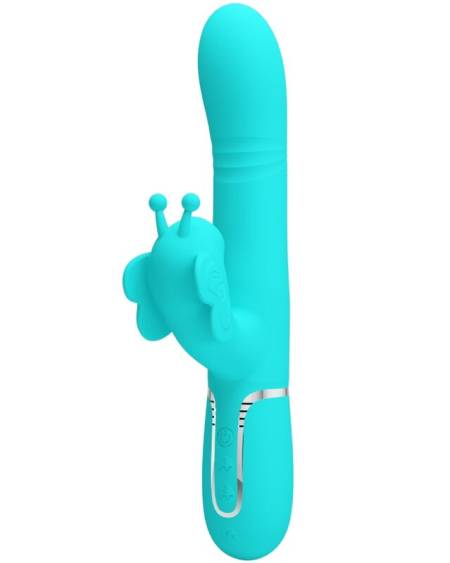 PRETTY LOVE - VIBRADOR RABBIT MULTIFUNCIÓN 4 EN 1 MARIPOSA VERDE AGUA