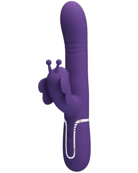 PRETTY LOVE - VIBRADOR RABBIT MULTIFUNCIÓN 4 EN 1 MARIPOSA MORADO