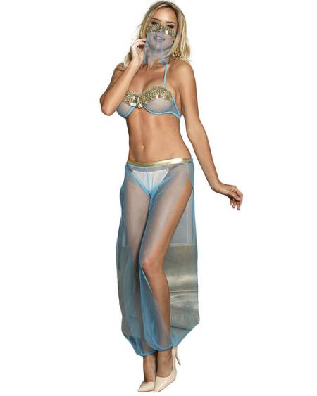 Conjunto de lingerie azul India Style SUBBLIME SETS com bralette e lantejoulas douradas