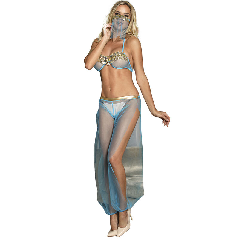 Conjunto de lingerie azul India Style SUBBLIME SETS com bralette e lantejoulas douradas