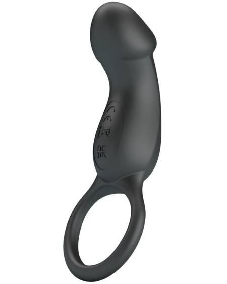 PRETTY LOVE - TRAE ANILLO VIBRADOR CON ESTIMULADOR NEGRO