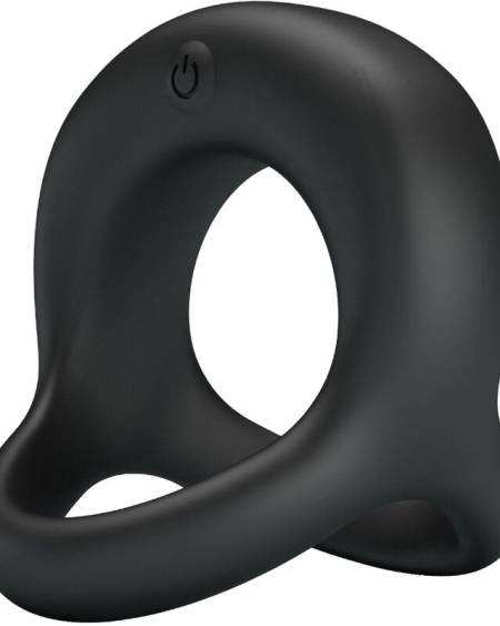 Anel vibratório Elliott preto da PRETTY LOVE com correia para os testículos