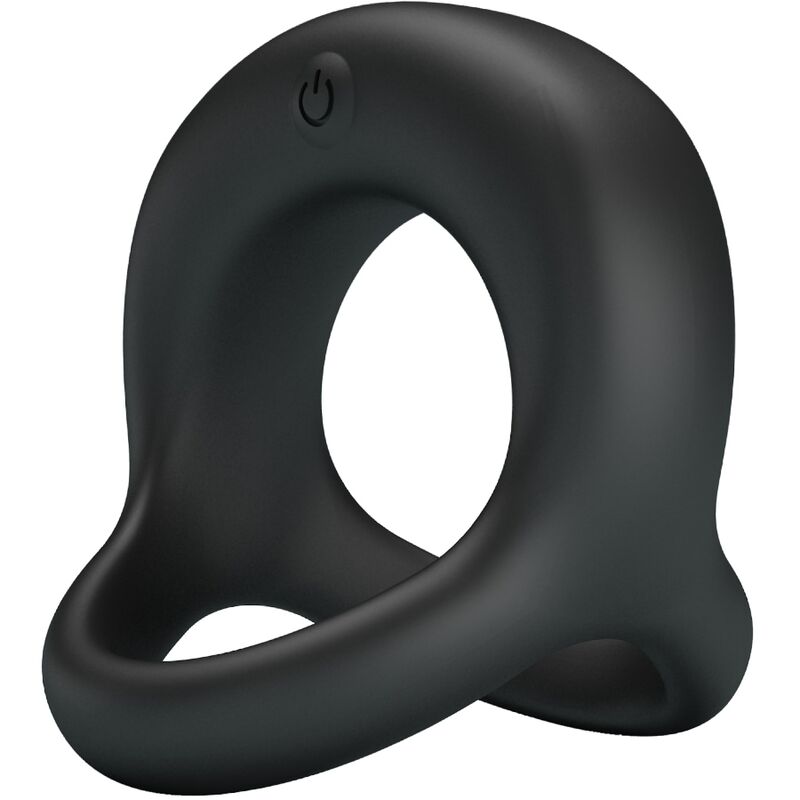 Anel vibratório Elliott preto da PRETTY LOVE com correia para os testículos