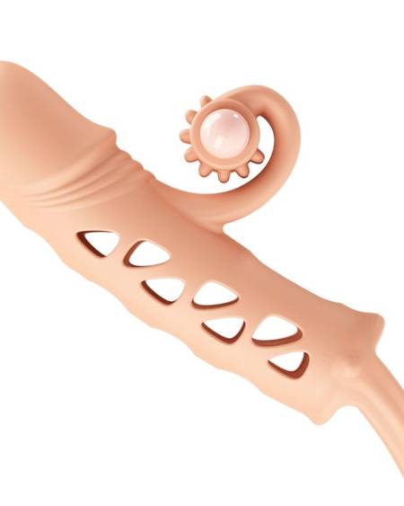 Capa peniana extensora ROMANCE com ponta flexível vibratória e anel na base