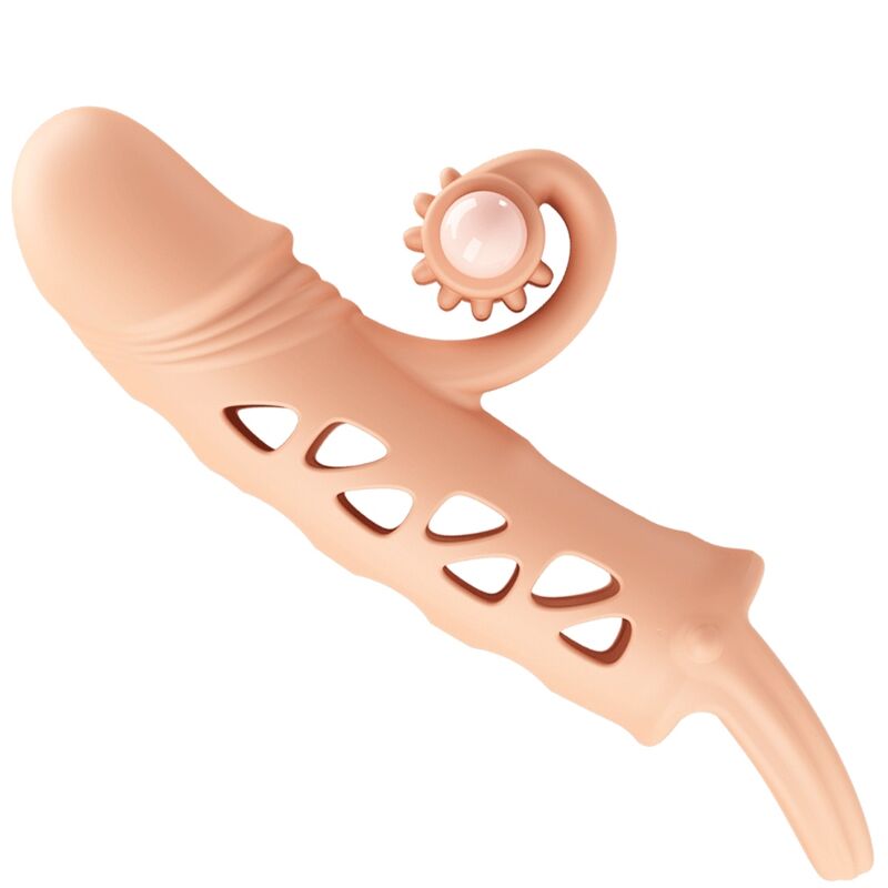 Capa peniana extensora ROMANCE com ponta flexível vibratória e anel na base