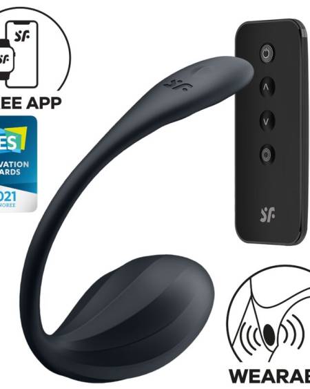 SATISFYER - RIBBED PETAL ESTIMULADOR PUNTO G CONTROL REMOTO NEGRO APP GRATUITA