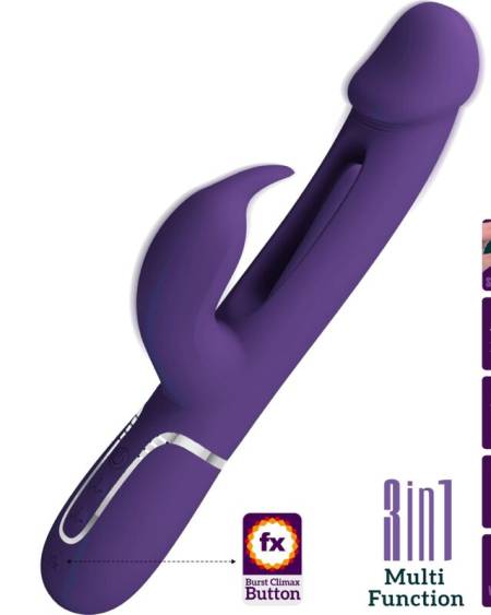 PRETTY LOVE - KAMPAS VIBRADOR RABBIT 3 EN 1 MULTIFUNCIÓN CON LENGUA VIOLETA