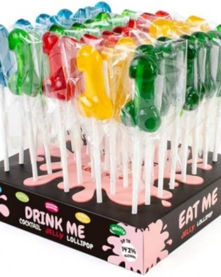 SECRETPLAY - EXPOSITOR SURTIDO PIRULETAS PENE CON ALCOHOL 40 UNIDADES
