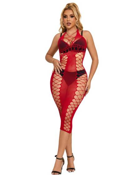 Vestido comprido de rede vermelha SUBBLIME, referência 952327