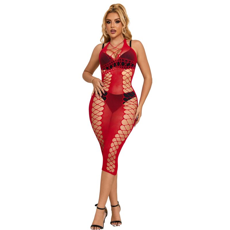 Vestido comprido de rede vermelha SUBBLIME, referência 952327