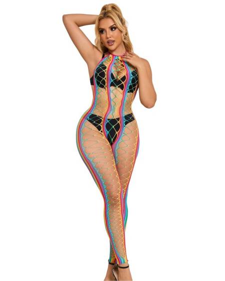 SUBBLIME - 952358 BODYSTOCKING DE REJILLA CUELLO HALTER ARCOIRIS XS/M