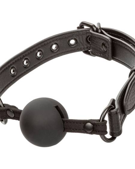 Mordaça de bola preta CALEXOTICS Nocturnal Collection, em silicone e com fecho de fivela ajustável