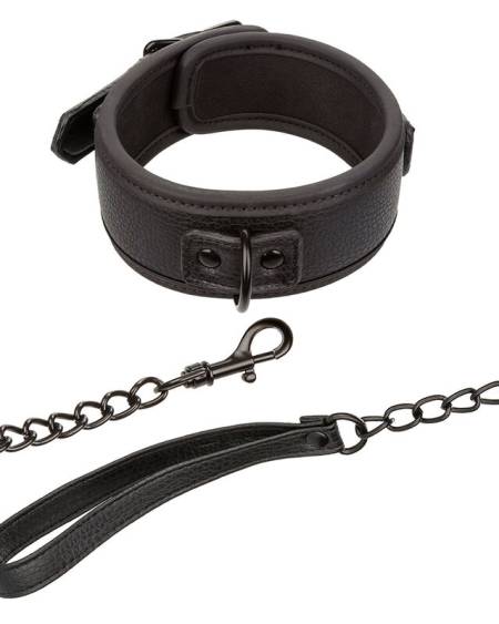 Conjunto CALEXOTICS Nocturnal de coleira ajustável preta com trela desmontável e corrente metálica