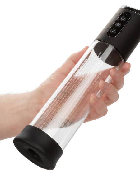 Bomba de sucção peniana CALEXOTICS Peak preta, com cilindro transparente