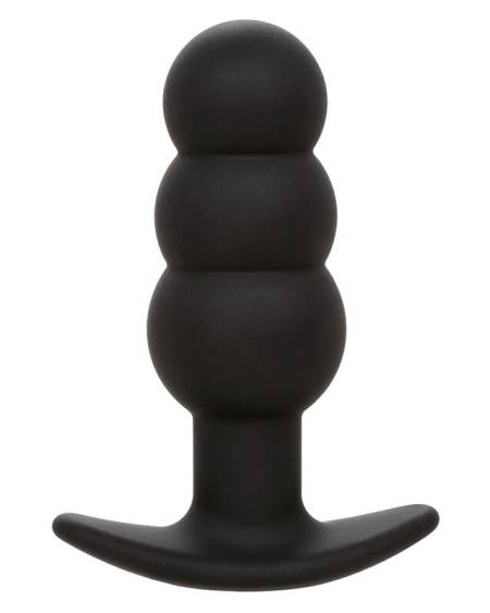 Plug anal vibratório CALEXOTICS Rock Bottom com contas, em silicone preto