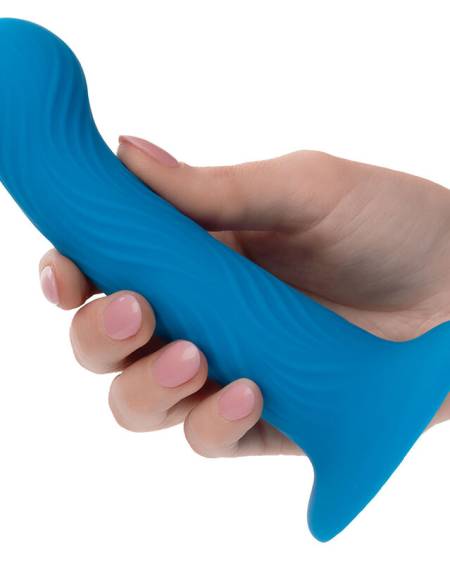 Plug anal azul Wave Rider Ripple da CALEXOTICS, com textura ondulada e base de ventosa
