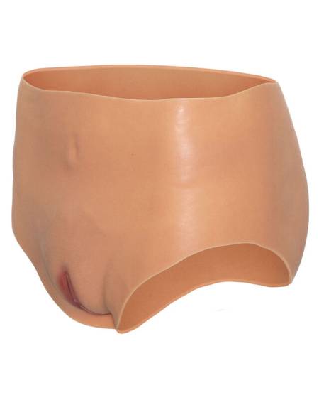 Cueca de cintura alta ALTER EGO com vagina aberta, em tom natural
