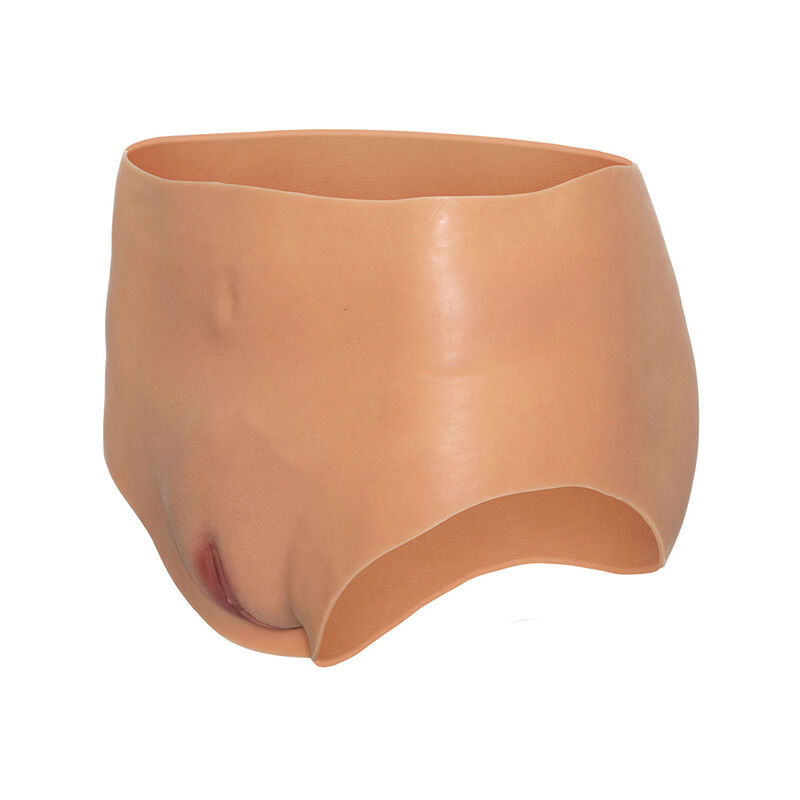 Cueca de cintura alta ALTER EGO com vagina aberta, em tom natural