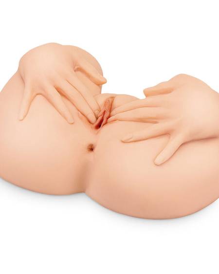 Masturbador mega PDX PLUS+ Spread My Tight Pussy com duas mãos e dois túneis interligados