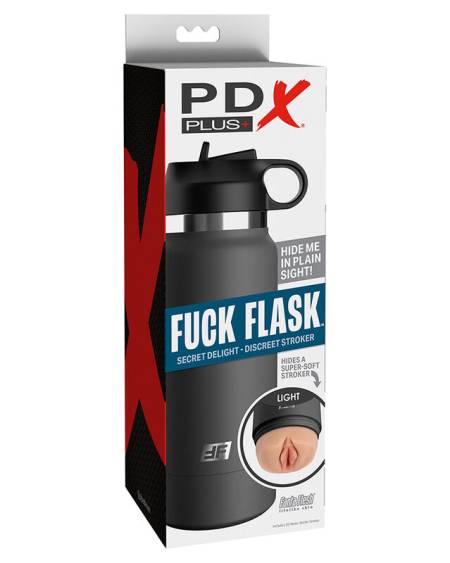 Estimulador vaginal discreto Fuck Flask da PDX PLUS+, modelo 2, com formato de garrafa de água