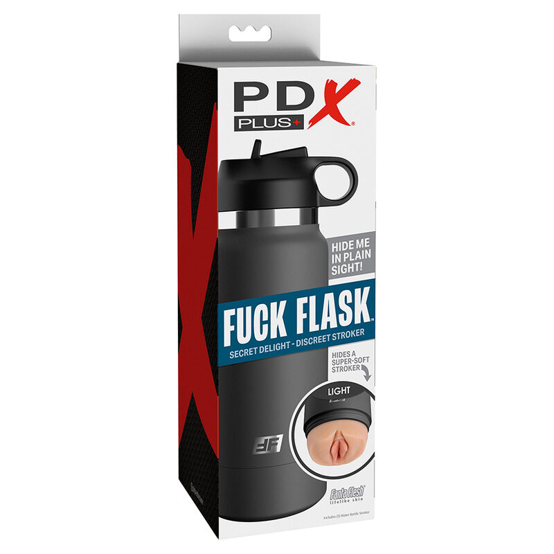 Estimulador vaginal discreto Fuck Flask da PDX PLUS+, modelo 2, com formato de garrafa de água