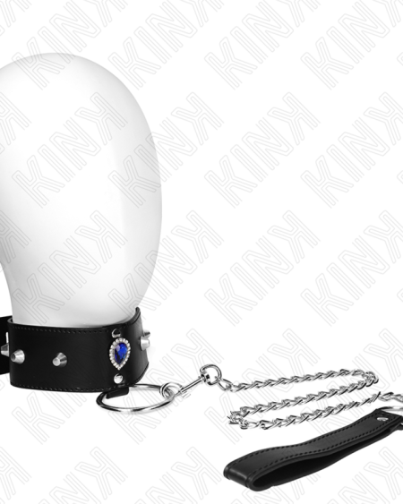 KINK - COLLAR CON CORREA 65 CM CON DIAMANTES AZULES AJUSTABLE 36-43 CM X 5 CM