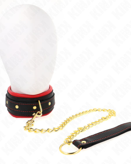 Coleira KINK ajustável de tecido liso com trela, de 33 a 48 cm e 5,7 cm de largura