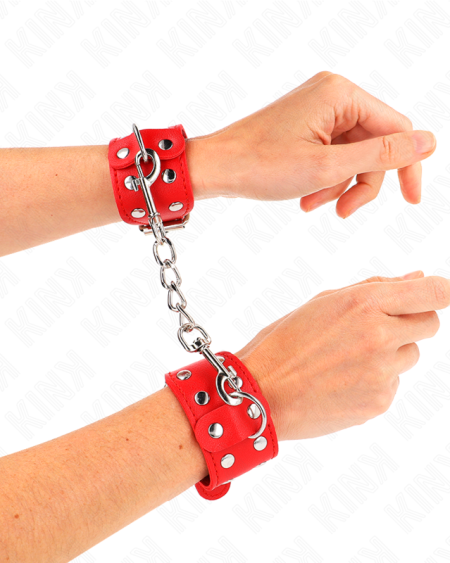 Pulseiras de bondage KINK ajustáveis com duas filas de tachas