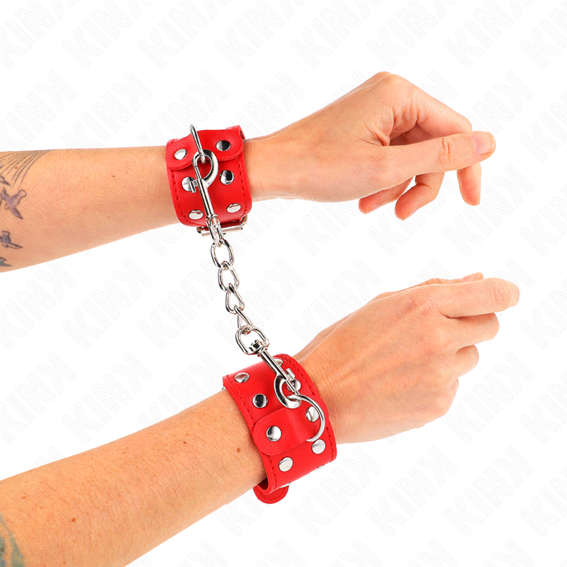 Pulseiras de bondage KINK ajustáveis com duas filas de tachas