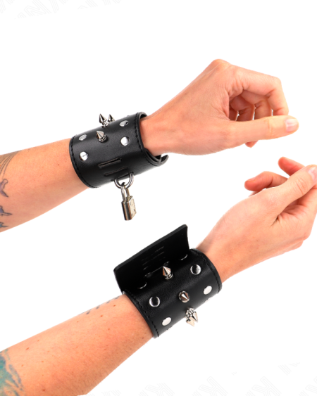 Algemas de pulso KINK de estilo punk com espigões, 25 x 6 cm