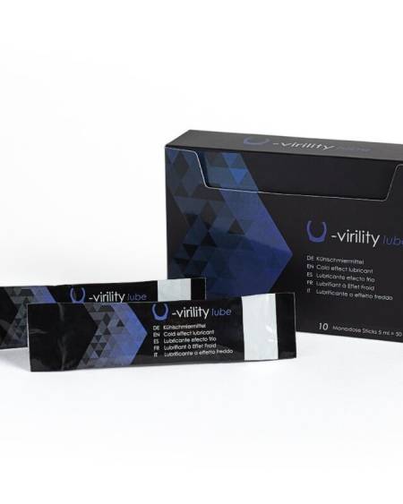 Lubrificante íntimo U-Virility Lube de efeito frio, em 10 saquetas de 5 ml