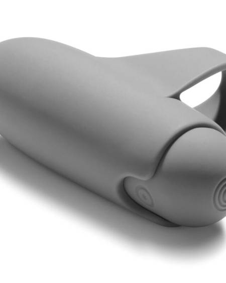 Vibrador de dedo Better Than Your Ex da BIJOUX INDISCRETS, cinzento, com anel e capa de silicone removível