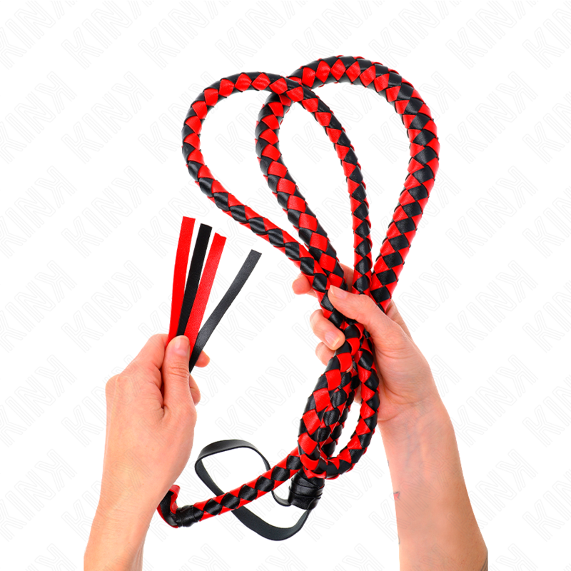 Chicote BDSM de serpente KINK IMPACT & TOUCH com 210 cm, disponível em preto e vermelho