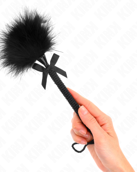 KINK - MASAJEADOR DE CUERDA DE NAILON CON PLUMAS PARA COSQUILLAS Y LAZO NEGRO 25 CM