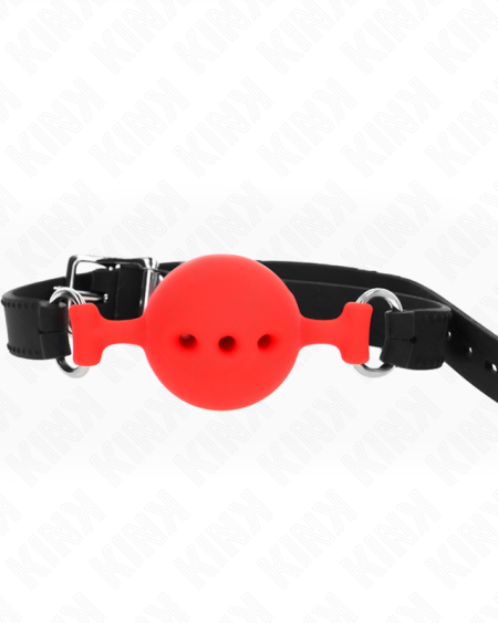 KINK - MORDAZA 55 x 2 CM DE BOLA 4.5 CM DE SILICONA COMPLETA TALLA M ROJO AJUSTABLE 35-51 CM