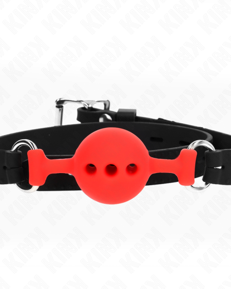 KINK - MORDAZA 55 x 2 CM DE BOLA 4 CM DE SILICONA COMPLETA TALLA S ROJO AJUSTABLE 35-51 CM