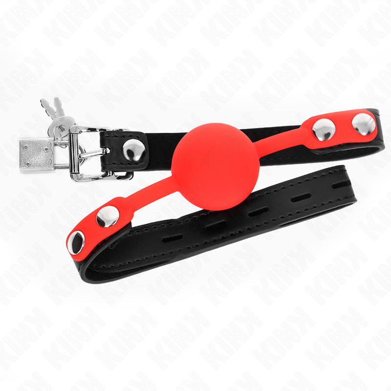 Mordaça de bola KINK em silicone de 4 cm, com tira de 60 x 2 cm e cadeado