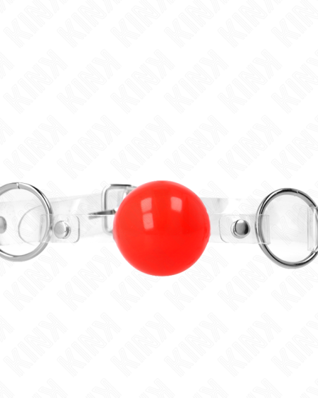KINK - MORDAZA DE BOLA ROJA DE PVC TRANSPARENTE AJUSTABLE