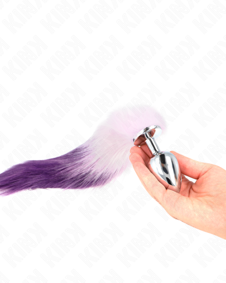 KINK - PLUG ANAL TALLA L 10 X 4 CM CON COLA SINTÉTICA 40 CM VIOLETA