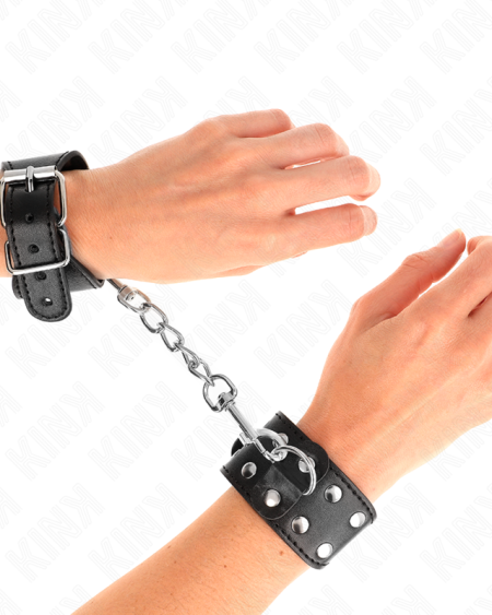 KINK - MUÑEQUERAS CON DOBLE LÍNEA DE TACHUELAS AJUSTABLE NEGRO