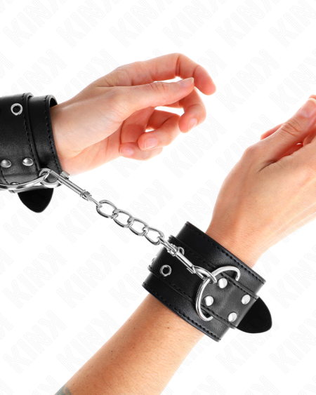 KINK - MUÑEQUERAS CON DOBLE LÍNEA DE TACHUELAS NEGRO AUSTABLE 19-26 CM