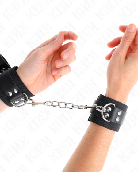 Algemas KINK de nylon preto com correia de couro preto ajustável