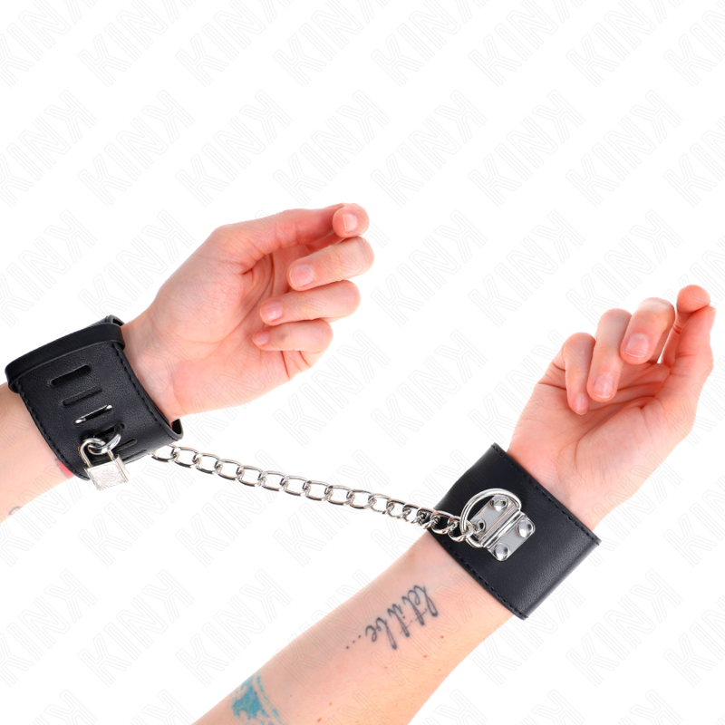 Algemas de pulso KINK pretas, com corrente de 30 cm e fecho de cadeado